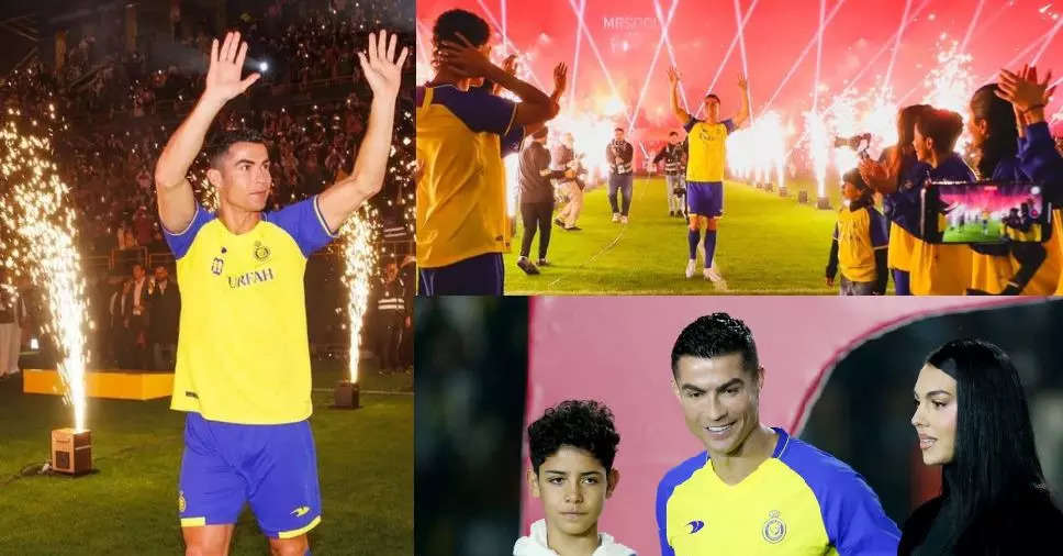 cristiano ronaldo, ક્રિસ્ટિયાનો રોનાલ્ડોનું ગ્રાન્ડ વેલકમઃ અલ-નાસરે પોર્ટુગલના સ્ટારનું રાજા જેવું સ્વાગત કર્યું - cristiano ronaldo receives rousing welcome at al nassr fc