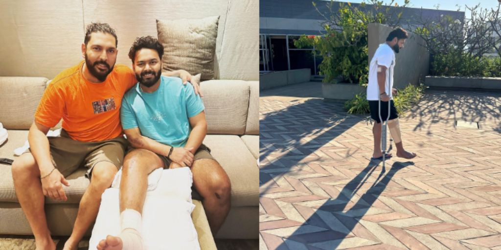 Rishabh Pant, Yuvraj Singhએ રિકવર થઈ રહેલા Rishabh Pantનો વધાર્યો જુસ્સો, ગણાવ્યો તેને 'ચેમ્પિયન' - yuvraj singh meets risbhabh pant calls him champion