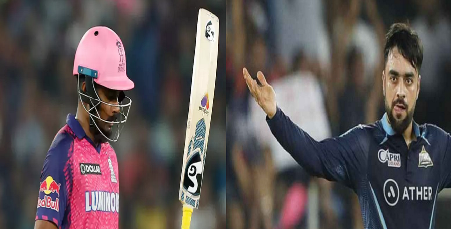 RR Vs GT: 6,6,6... સંજુ સેમસને રાશિદ ખાનનો ઉતાર્યો ઘમંડ, છગ્ગાની હેટ્રિક ફટકારી બૂમ પડાવી દીધી - ipl 2023 rr vs gt sanju samson hatrick of sixes against rashid khan video viral