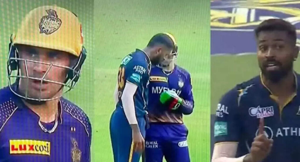 hardik pandya, KKR vs GT: અફઘાની બેટ્સમેને છગ્ગો માર્યો તો ગુસ્સે થઈ ગયો હાર્દિક પંડ્યા, આંગળી બતાવી ધમાકાવવા લાગ્યો - hardik pandya shows finger to rahmanullah gurbaz during kkr vs gt match in ipl