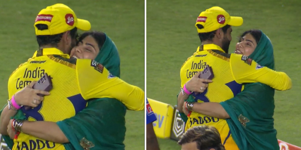 Ravindra Jadeja, Ravindra Jadeja: CSKની જીત બાદ મેદાન પર જઈ પતિ રવિન્દ્ર જાડેજાને ભેટી પડ્યા રિવાબા, આંખમાં છલકાયા ખુશીના આંસુ - ipl 2023 final emotional moment between ravindra jadeja and rivaba jadeja they hugged ech other